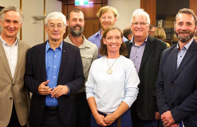 Valley Workshop Team And Philanthropist Dick Smith At The Opening Of Lake Tahune Hut